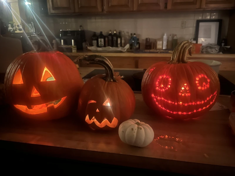 Carved pumpkins ready for Halloween