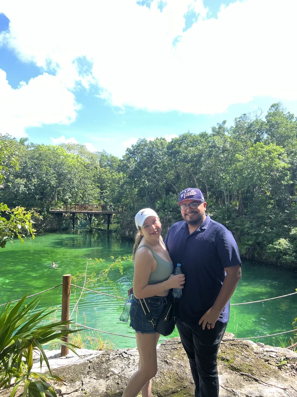 Exploring a pool beside the rocks
