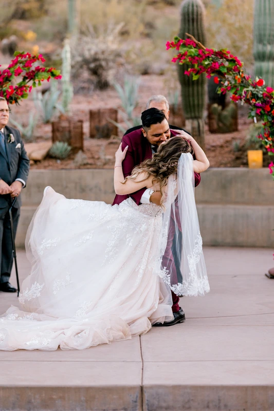 A wedding-day kiss