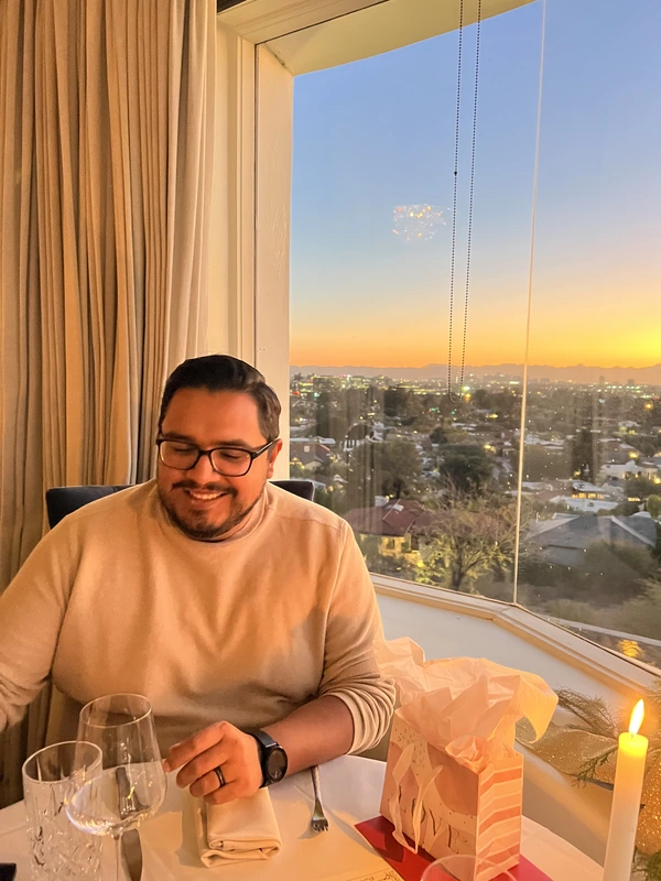 Vincent at dinner