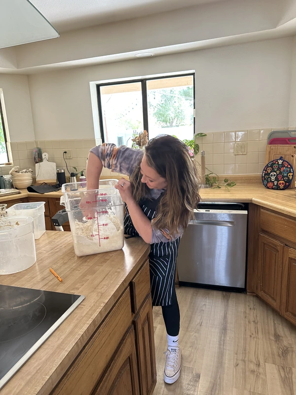 Elena baking in the kitchen
