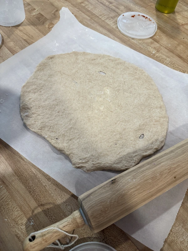Rolling dough in the kitchen