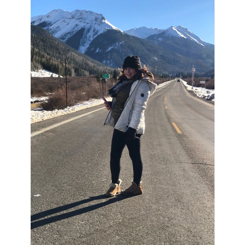 Elena on a mountain road