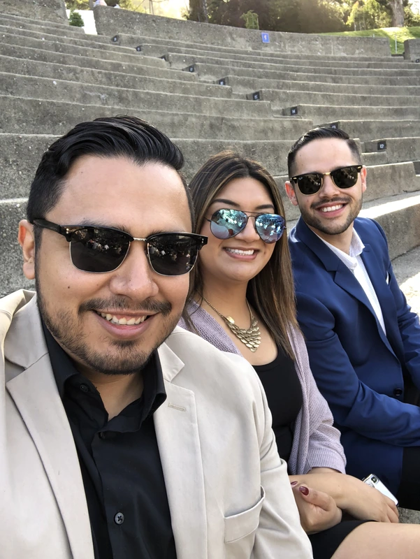 Friends together on the steps
