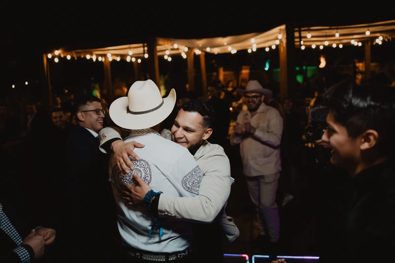 A wedding-day embrace