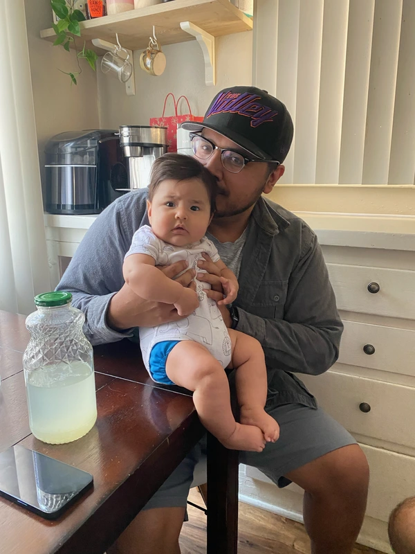 Holding a baby close